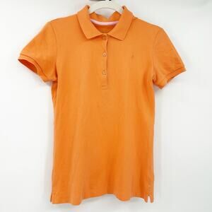 Lilly Pulitzer‎ Womens Preppy Pima Cotton Short Sleeve Polo Shirt Size S Orange